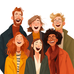 Laughing Friends Group V3 Vinyl Car Decal Sticker – Waterproof & UV-Resistant 3.4133333333333336"