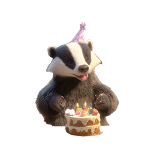 Celebrating Badger Birthday Vinyl Car Decal Sticker – Waterproof & UV-Resistant 3.4133333333333336"