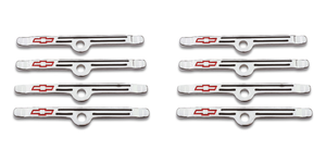 2x Official Chevy Logo Valve Cover Hold Down Tabs | Steel Chrome Finish | Set Of 4