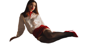 Woman In Red Attire Vinyl Car Decal Sticker – Waterproof & UV-Resistant 5.12"