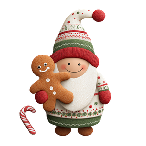 Smiling Gnome Holding Gingerbread Vinyl Car Decal Sticker – Waterproof & UV-Resistant 3.4133333333333336"