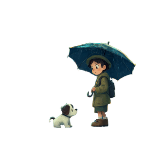 Boy With Umbrella V9 Vinyl Car Decal Sticker – Waterproof & UV-Resistant 3.4133333333333336"