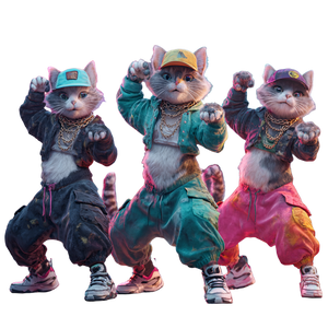 Dancing Fashion Cats Vinyl Car Decal Sticker – Waterproof & UV-Resistant 6.826666666666667"