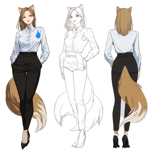 Fox-Tailed Businesswoman Vinyl Car Decal Sticker – Waterproof & UV-Resistant 6.826666666666667"