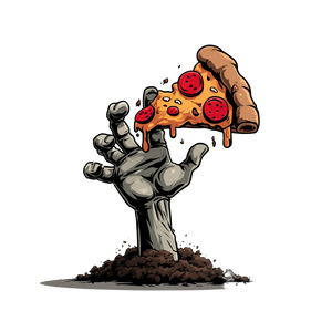 Zombie Pizza Hand Vinyl Car Decal Sticker – Waterproof & UV-Resistant 3.4133333333333336"
