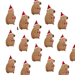 Capybaras In Santa Hats Vinyl Car Decal Sticker – Waterproof & UV-Resistant 3.4133333333333336"