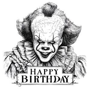 Pennywise Birthday Card Vinyl Car Decal Sticker – Waterproof & UV-Resistant 6.826666666666667"