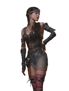 Haughty Armored Woman Vinyl Car Decal Sticker – Waterproof & UV-Resistant 8.213333333333333"