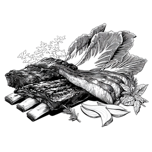 Roasted Ribs Char Siu Vinyl Car Decal Sticker – Waterproof & UV-Resistant 3.4133333333333336"
