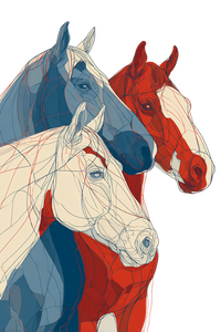 Abstract Patriotic Horses Vinyl Car Decal Sticker – Waterproof & UV-Resistant 4.4
