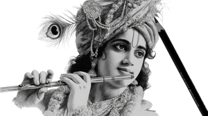 Krishna Drawing Vinyl Car Decal Sticker – Waterproof & UV-Resistant 2.72"