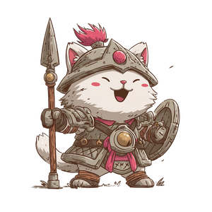 Chibi Cat Warrior Vinyl Car Decal Sticker – Waterproof & UV-Resistant 6.826666666666667"