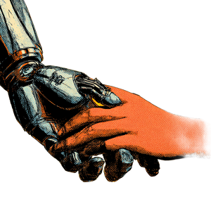 Robot Hand Holding Vinyl Car Decal Sticker – Waterproof & UV-Resistant 6.826666666666667"