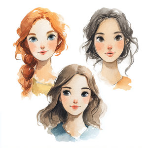 Cute Watercolor Faces Vinyl Car Decal Sticker – Waterproof & UV-Resistant 3.4133333333333336"