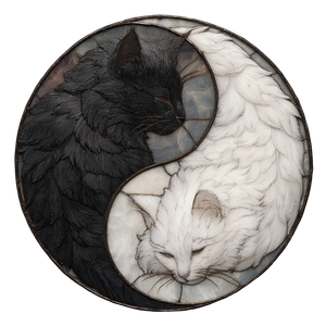 Yin-Yang Stained Cats Vinyl Car Decal Sticker – Waterproof & UV-Resistant 3.4133333333333336"