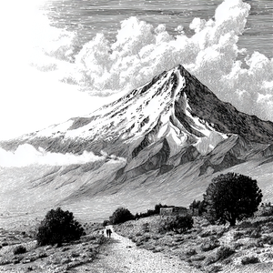 Mountain Damavand Illustration Vinyl Car Decal Sticker – Waterproof & UV-Resistant 3.4133333333333336"