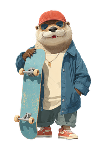 Cartoon Otter Skateboarding Vinyl Car Decal Sticker – Waterproof & UV-Resistant 4.373333333333333"