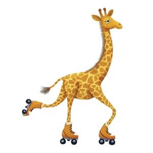 Giraffe Roller Skating Vinyl Car Decal Sticker – Waterproof & UV-Resistant 3.4133333333333336"