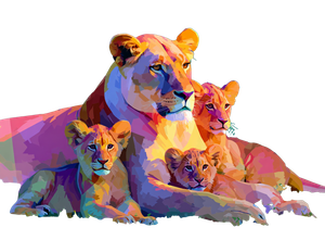 Lioness With Cubs V14 Vinyl Car Decal Sticker – Waterproof & UV-Resistant 3.1466666666666665"