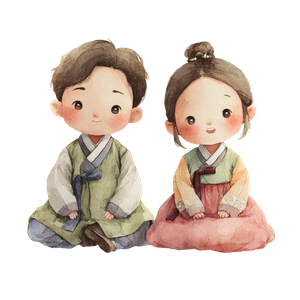 Hanbok Children Illustration Vinyl Car Decal Sticker – Waterproof & UV-Resistant 3.4133333333333336"