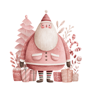 Pink Whimsical Santa Vinyl Car Decal Sticker – Waterproof & UV-Resistant 3.4133333333333336"