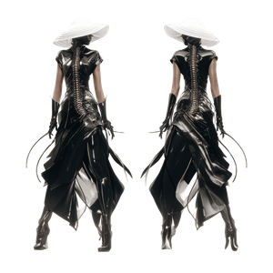 Futuristic Chrome-Spine Dress Vinyl Car Decal Sticker – Waterproof & UV-Resistant 3.4133333333333336"