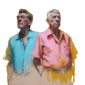 Two Pastel Men Vinyl Car Decal Sticker – Waterproof & UV-Resistant 3.4133333333333336"
