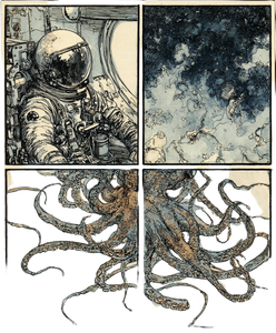 Octopus Astronaut Comic Vinyl Car Decal Sticker – Waterproof & UV-Resistant 4.0"