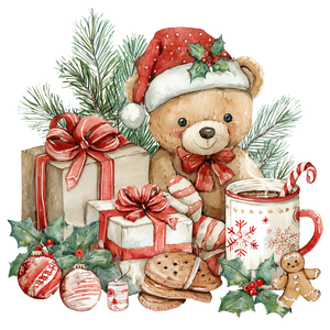 Festive Teddy Bear V4 Vinyl Car Decal Sticker – Waterproof & UV-Resistant 3.4133333333333336"