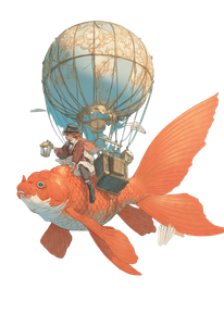 Victorian Fish Balloonist Vinyl Car Decal Sticker – Waterproof & UV-Resistant 4.426666666666667"