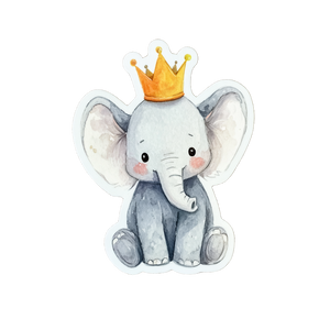 Crowned Cute Elephant Vinyl Car Decal Sticker – Waterproof & UV-Resistant 3.4133333333333336"