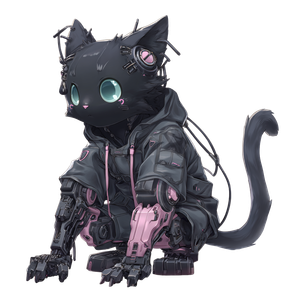 Cybernetic Anime Cat Vinyl Car Decal Sticker – Waterproof & UV-Resistant 6.826666666666667"