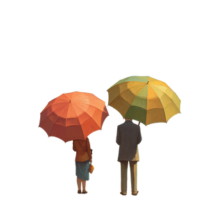 Distant Umbrellas Vinyl Car Decal Sticker – Waterproof & UV-Resistant 3.4133333333333336"