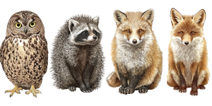 Nocturnal Forest Animals Vinyl Car Decal Sticker – Waterproof & UV-Resistant 2.56"