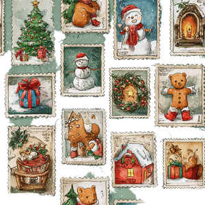 Vintage Christmas Stamps Vinyl Car Decal Sticker – Waterproof & UV-Resistant 3.4133333333333336"