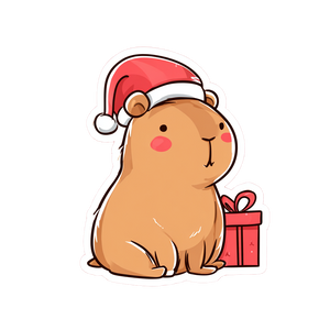 Cartoon Capybara Santa Vinyl Car Decal Sticker – Waterproof & UV-Resistant 6.826666666666667"