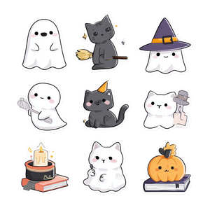 Ghost And Cat Stickers Vinyl Car Decal Sticker – Waterproof & UV-Resistant 3.4133333333333336"