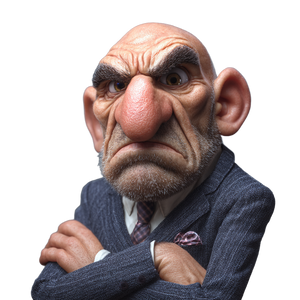 Grumpy Businessman Portrait Vinyl Car Decal Sticker – Waterproof & UV-Resistant 3.4133333333333336"