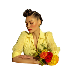 Woman With Flowers V12 Vinyl Car Decal Sticker – Waterproof & UV-Resistant 3.4133333333333336"