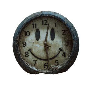 Smiling Decaying Clock Vinyl Car Decal Sticker – Waterproof & UV-Resistant 3.4133333333333336"