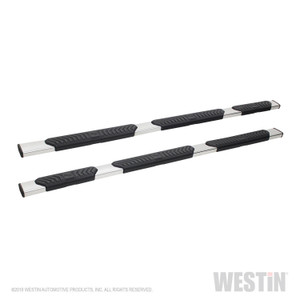 Upgrade Your Truck with Westin Automotive R5 Modular Series Nerf Bars | 5 Inch Oval Straight | Polished Stainless Steel | With Step Pads & Bed Step