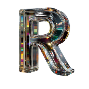 Iridescent Glass R Vinyl Car Decal Sticker – Waterproof & UV-Resistant 3.4133333333333336"