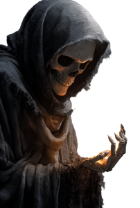 Grim Reaper Holding Fire Vinyl Car Decal Sticker – Waterproof & UV-Resistant 4.426666666666667"