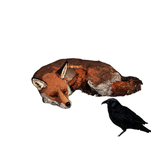 Wounded Fox Scene Vinyl Car Decal Sticker – Waterproof & UV-Resistant 3.4133333333333336"