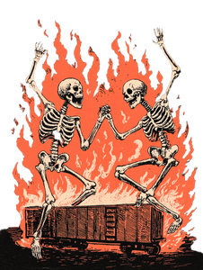 Dancing Skeletons Illustration Vinyl Car Decal Sticker – Waterproof & UV-Resistant 4.1066666666666665"