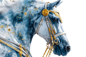 Blue Golden-Bridled Horse Vinyl Car Decal Sticker – Waterproof & UV-Resistant 2.986666666666667"