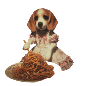 Beagle Girl Noodles Vinyl Car Decal Sticker – Waterproof & UV-Resistant 3.4133333333333336"