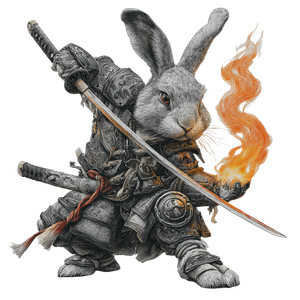 Warrior Rabbit Katana Vinyl Car Decal Sticker – Waterproof & UV-Resistant 6.826666666666667"