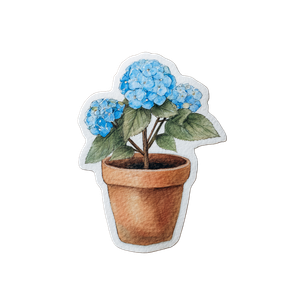 Hydrangea Pot Stamp Vinyl Car Decal Sticker – Waterproof & UV-Resistant 3.4133333333333336"