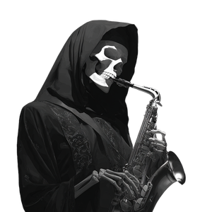 Grim Reaper Jazz Vinyl Car Decal Sticker – Waterproof & UV-Resistant 6.826666666666667"
